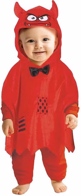 Fiestas Guirca Baby Demon Costume Poncho Set in Red and Multicolour