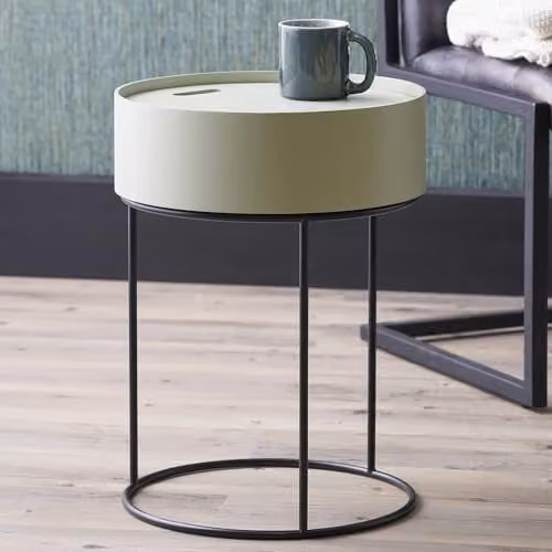 Pacific Lifestyle Industrial Wooden Storage Coffee Table with Metal Frame in Sage Green – 1