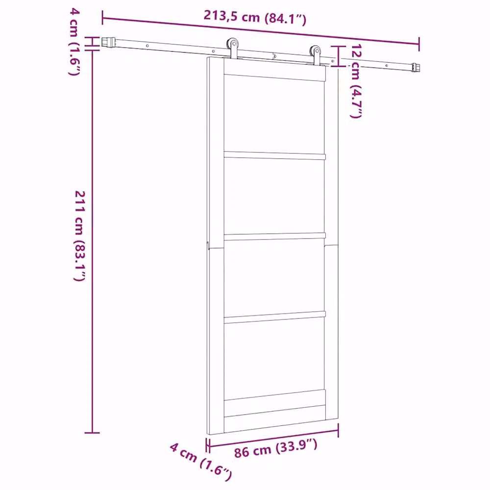 Berkfield Home Orkdal Solid Wood Pine Sliding Door with Hardware Set in Beige – 2
