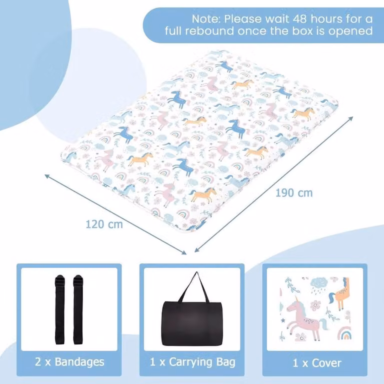 KORVIXA Japanese Futon Floor Mattress in White, W/D/H: 190 x 120 x 10 cm