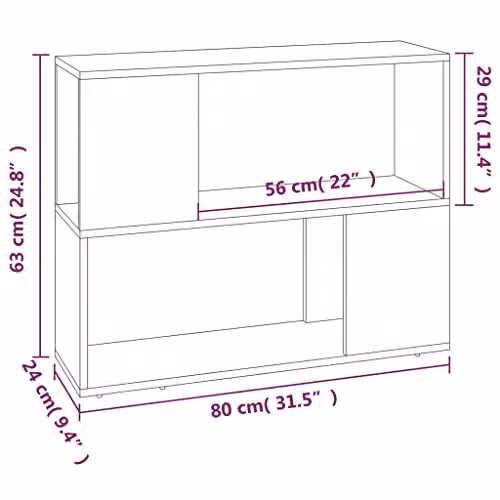 Revera Grey Sonoma Book Cabinet and Room Divider W: 80 cm, D: 24 cm, H: 63 cm – 3