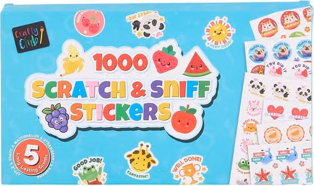 Crafty Club 1000 Piece Multicolour Sensory Scratch and Sniff Sticker Set