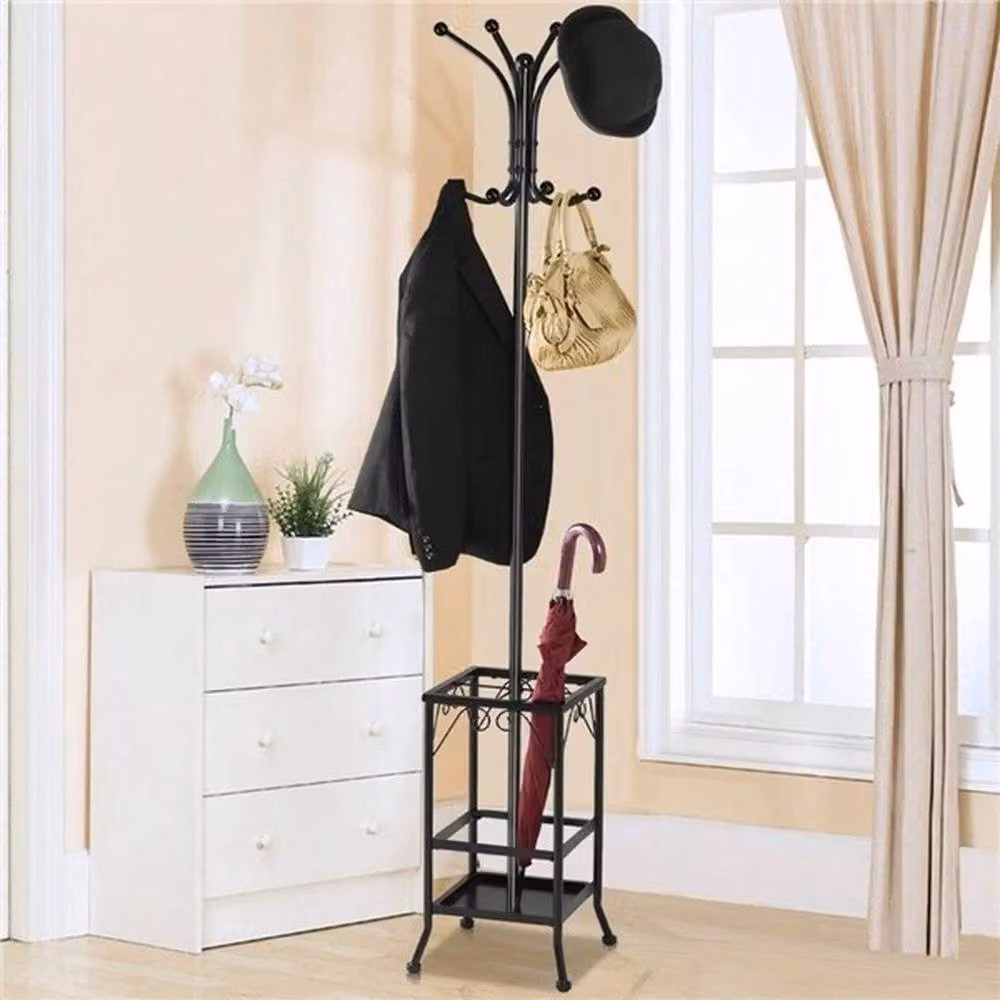 KORVIXA Modern Metal Coat Stand Rack in Matt Black, H 100 cm x W 15 cm x D 15 cm – 3