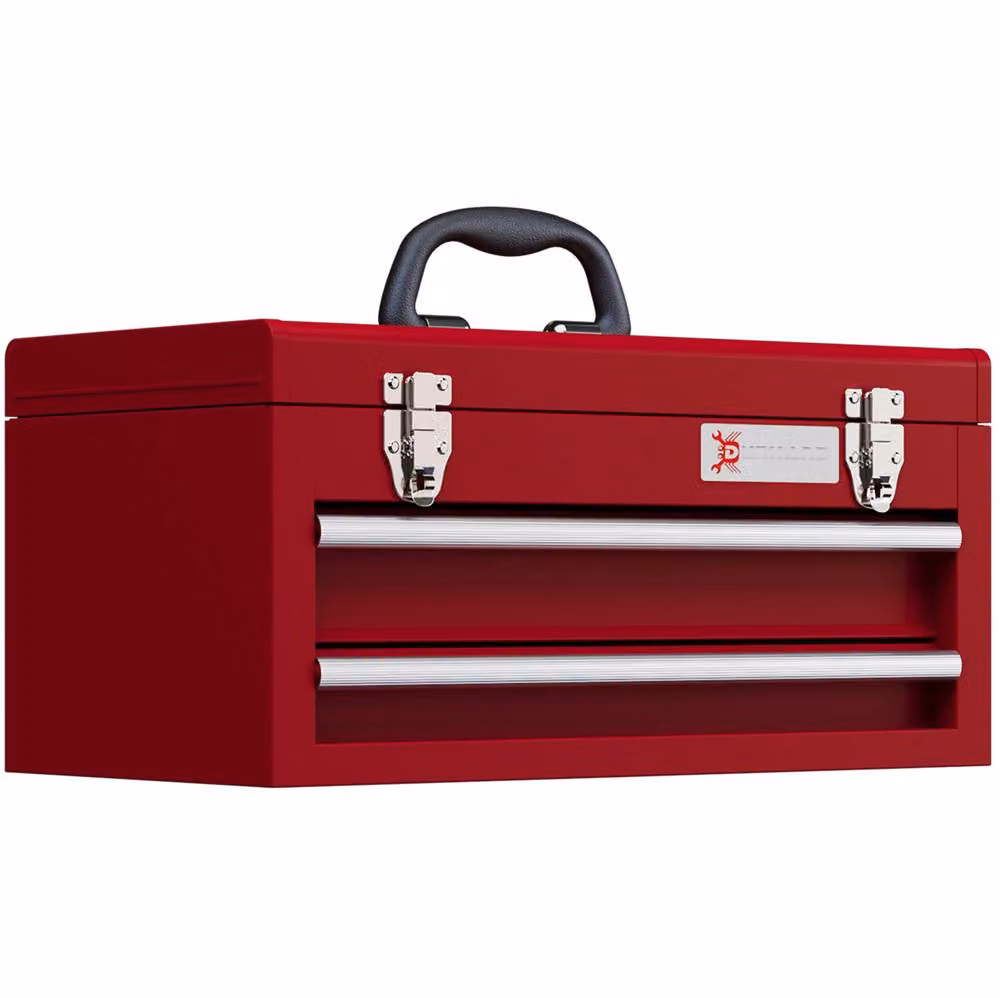 STILVORA Steel Tool Box with 2 Drawers and Latches, Red, W: 46.0 cm, D: 24.0 cm, H: 22.0 cm – 3