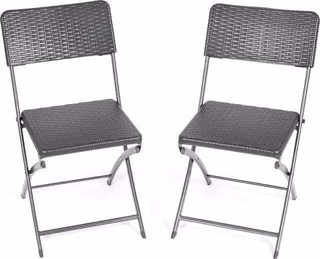 Christow Set of 2 Black Rattan Effect Folding Garden Chairs