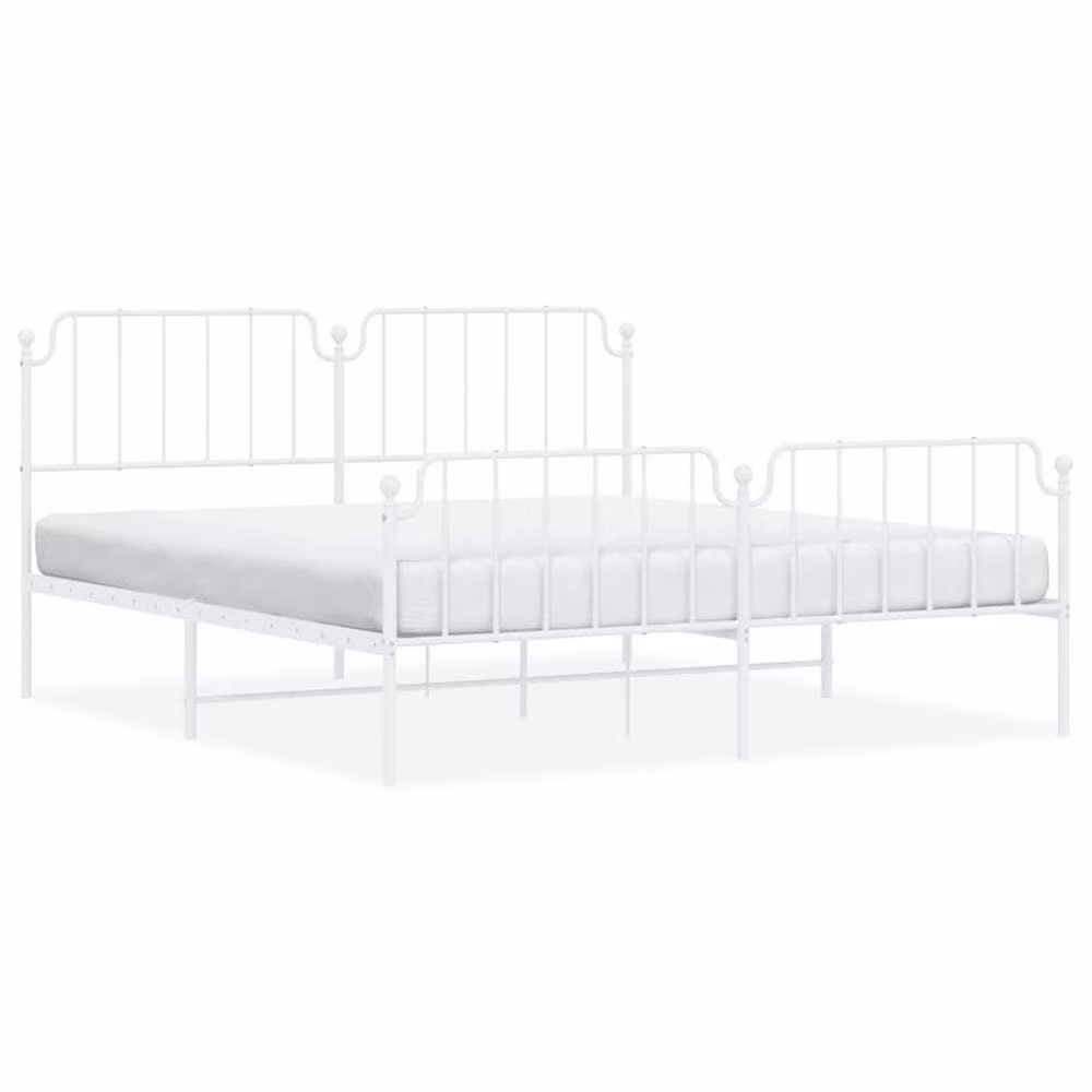 Berkfield Home Metal Bed Frame with Headboard and Footboard in White, W/D/H: 187 x 102 x 187 cm – 2