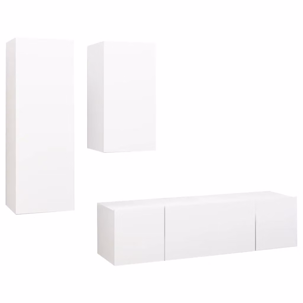 Berkfield Home 4 Piece Modern White MDF TV Cabinet Set for your Living Room – 2