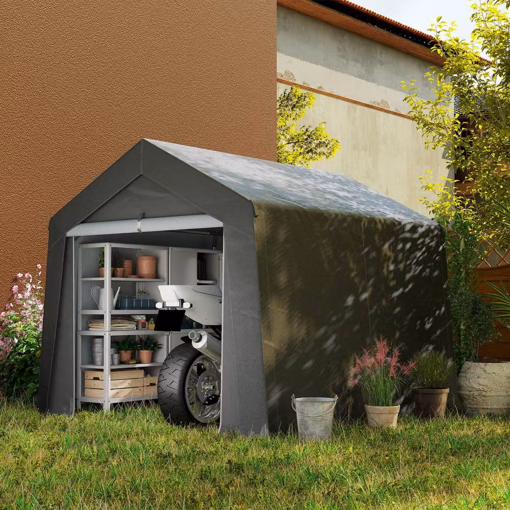 Rolipo Portable Garden Shed with Window in Dark Grey – 3
