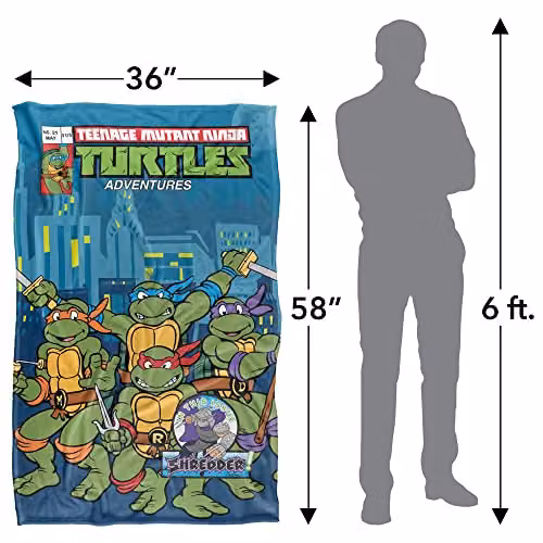 Nickelodeon TMNT Comic Cover No.21 Super Soft Silky Touch Fleece Blanket, Multicolour – 3