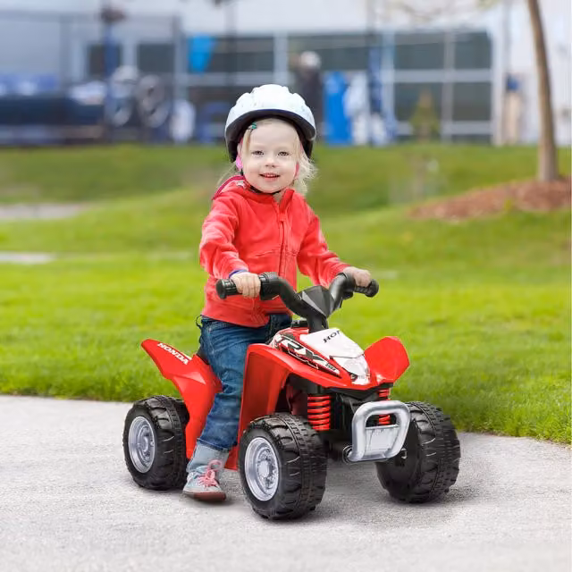 AIYAPLAY Honda Licensed 6V Electric Kids Quad Bike with Light and Sound Effects, Red
