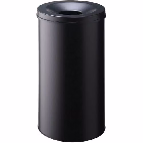 Durable Black Steel Metal Fire Extinguishing Swing Waste Bin, 60L, W: 37.5 cm, D: 37.5 cm, H: 66.2 cm
