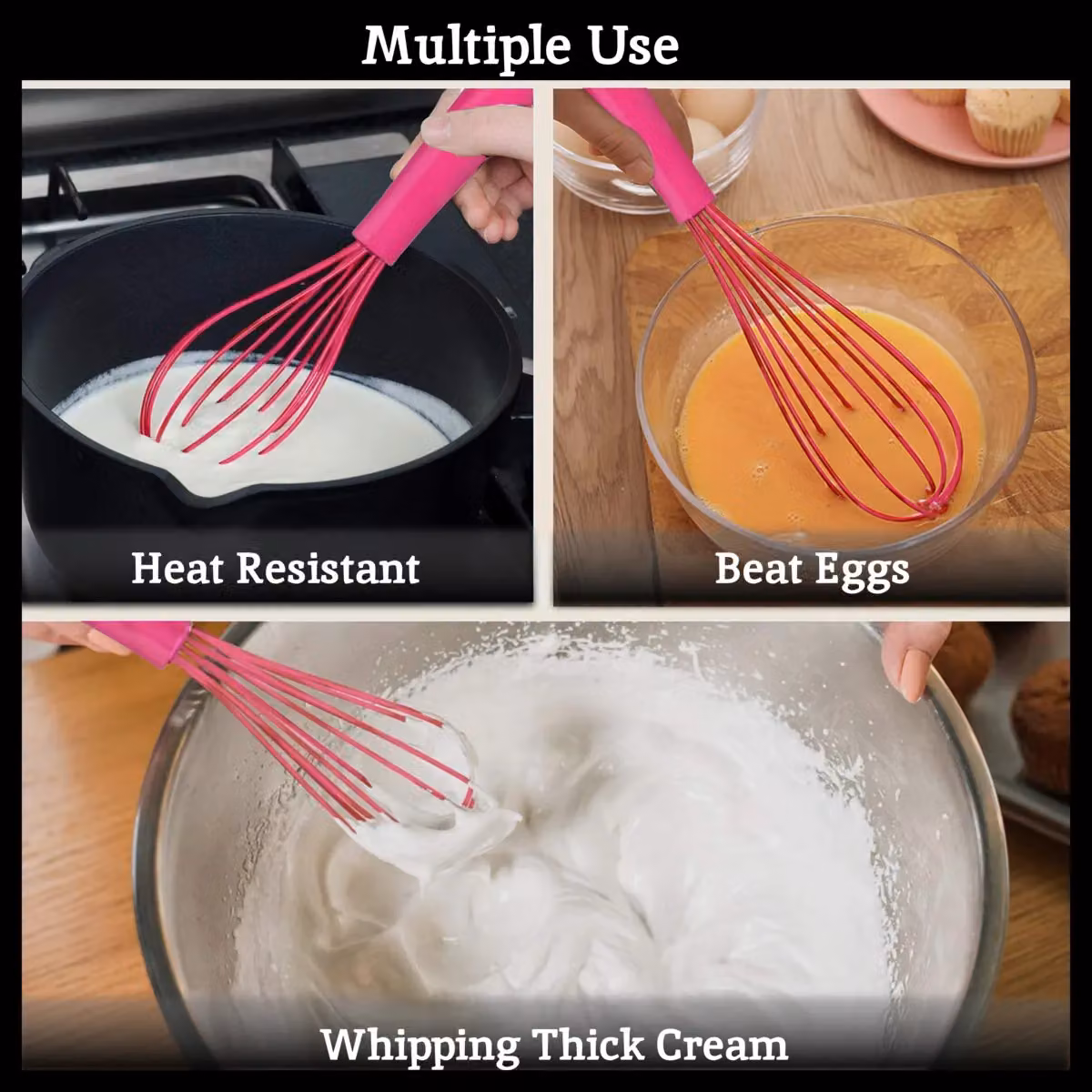 Orsina Heat Resistant Silicone Whisk in Pink – 4