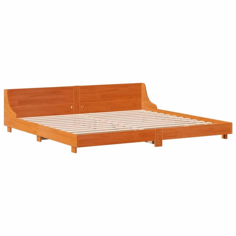 Berkfield Home Solid Wood Pine Bed Frame in Wax Brown, 200 x 200 cm – 2