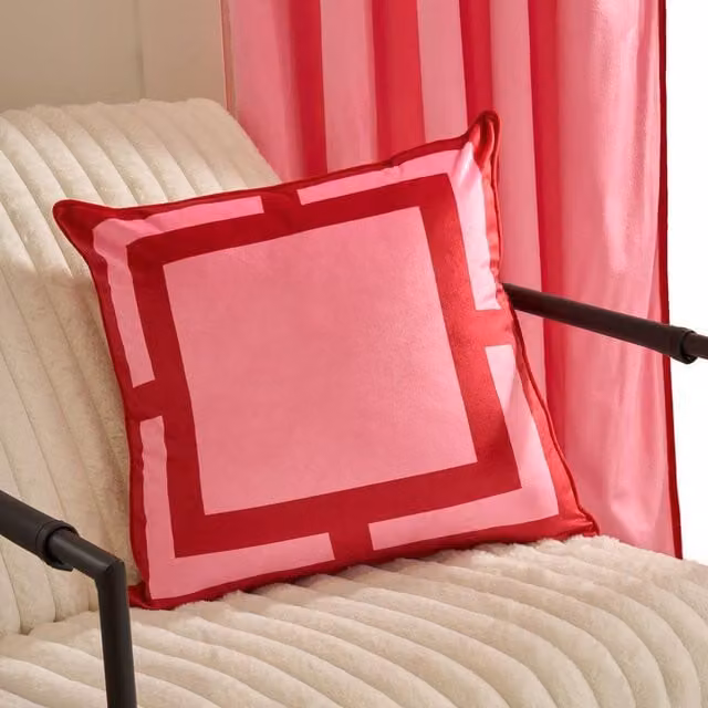 OHS 2 Pack Square Print Matte Velvet Decorative Cushion Covers in Pink and Red, W/D/H: 45 x 45 x 45 cm