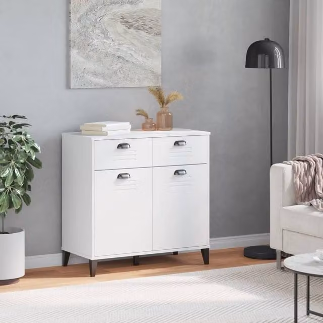 Berkfield Home VIKEN Sideboard in White, W/D/H: 80 x 40 x 80 cm