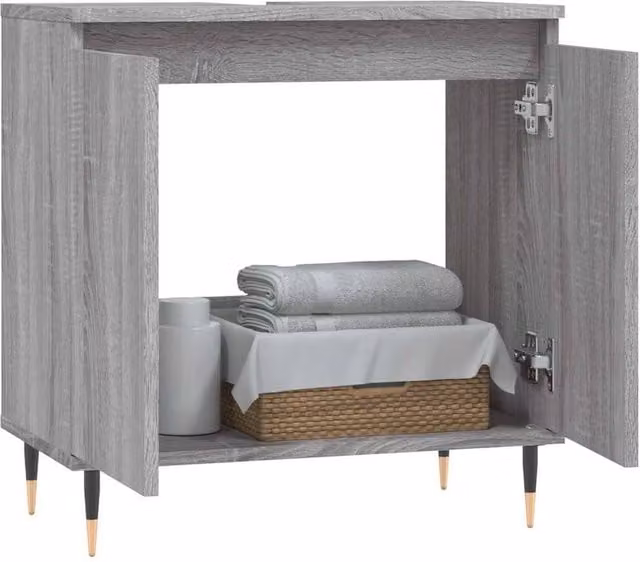 Berkfield Home Grey Sonoma Freestanding Bathroom Cabinet W/D/H: 58 x 33 x 60 cm