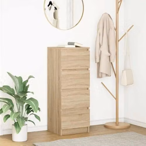 vidaXL Modern Sideboard in Sonoma Oak, Brown, W/D/H: 37.5 x 35.0 x 99.0 cm