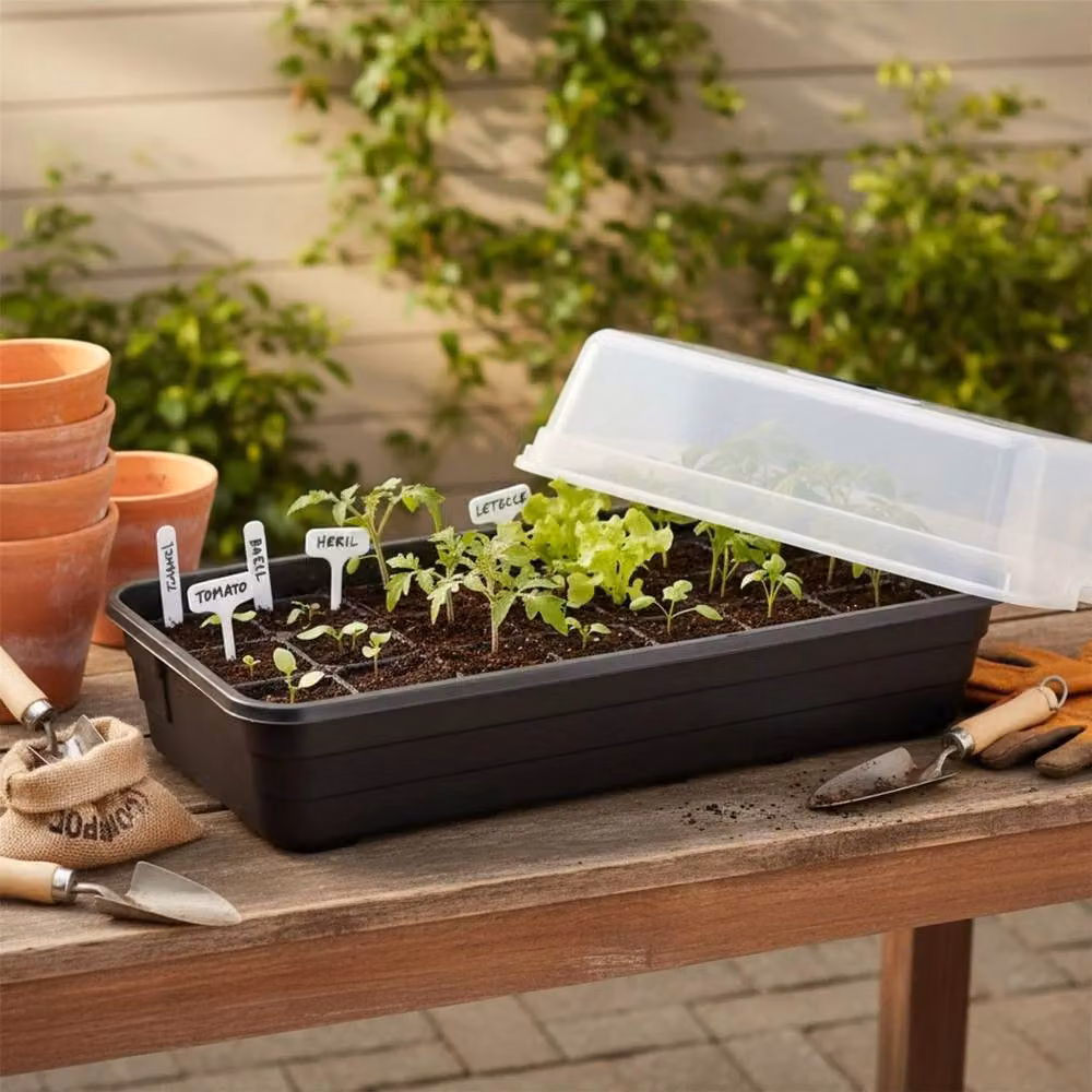 FLAVORA Black Seed Starter Tray and Plant Propagator Planter – 5