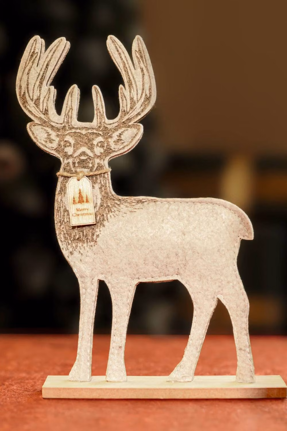 Marco Paul Rustic Wooden Stag Christmas Tabletop Ornament in Brown – 4