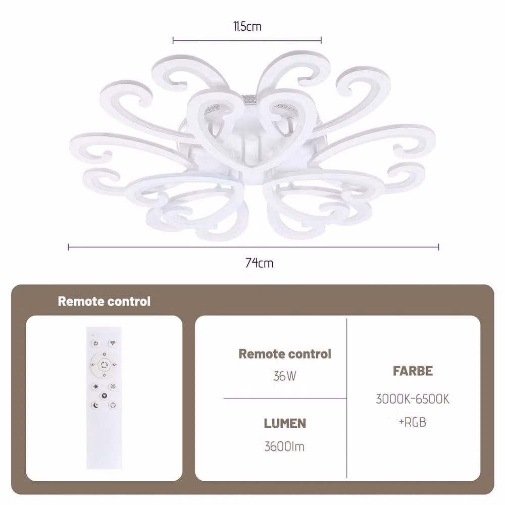 PAWNORA Modern White Crystal Ceiling Light with RGB Backlight – 2