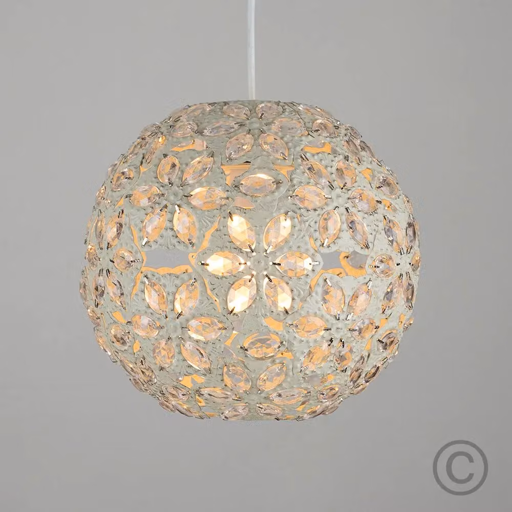 ValueLights Moroccan Style Beige Metal Sphere Ceiling Pendant Light Shade, Width: 26 cm – 2