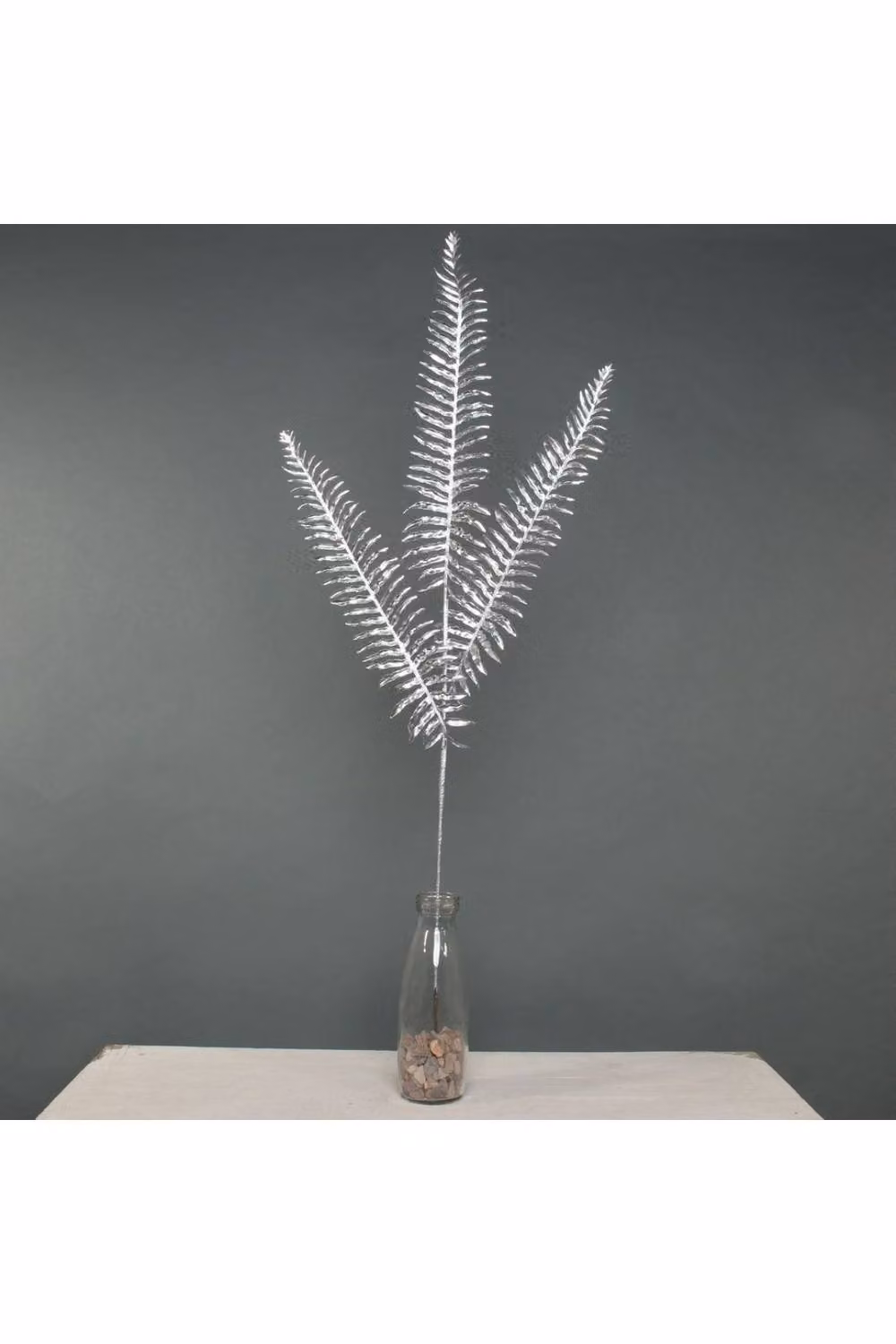 KDMD Silver Metallic Fern Stem Spray with 3 Leaves, 2 Pack – 2