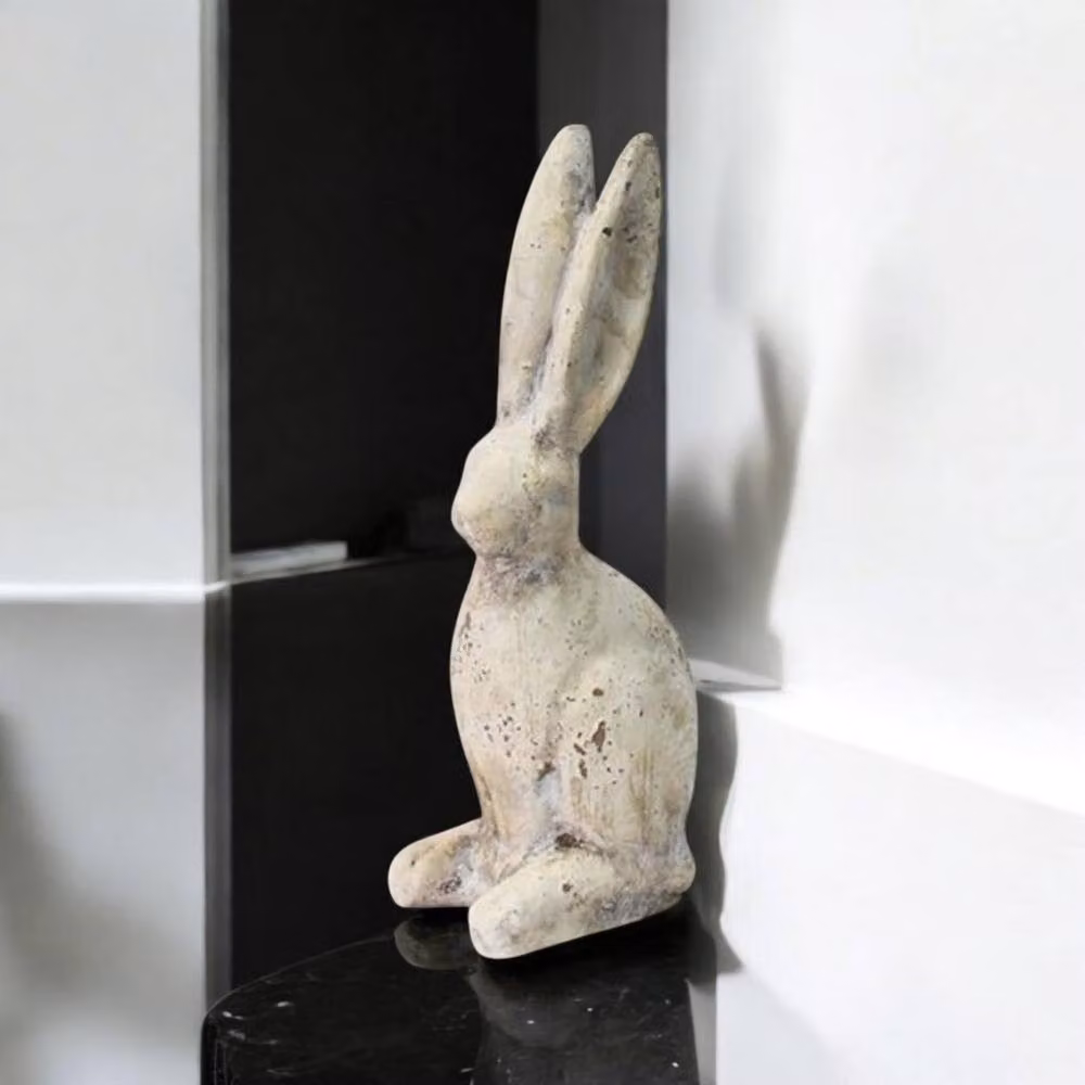 Minster Rabbit Ornament in Beige Concrete, H26 x W9 x D9 cm – 2