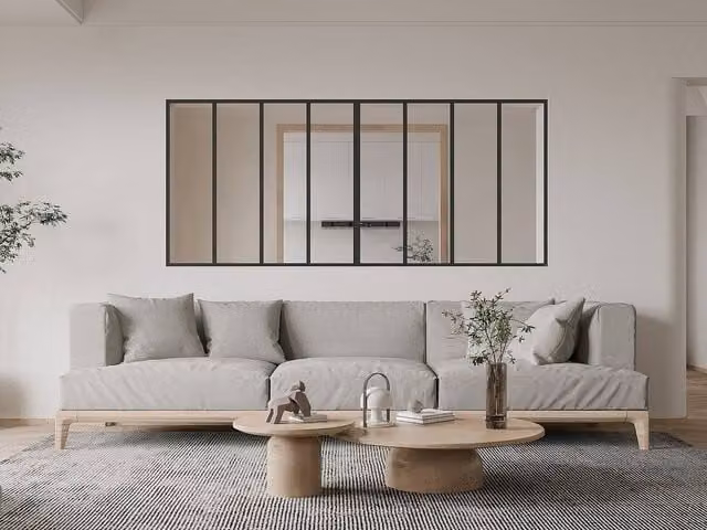 Vente-unique Studio Glass Panelling in Powder-Coated Aluminium, Black, W: 240 cm, H: 105 cm – 1