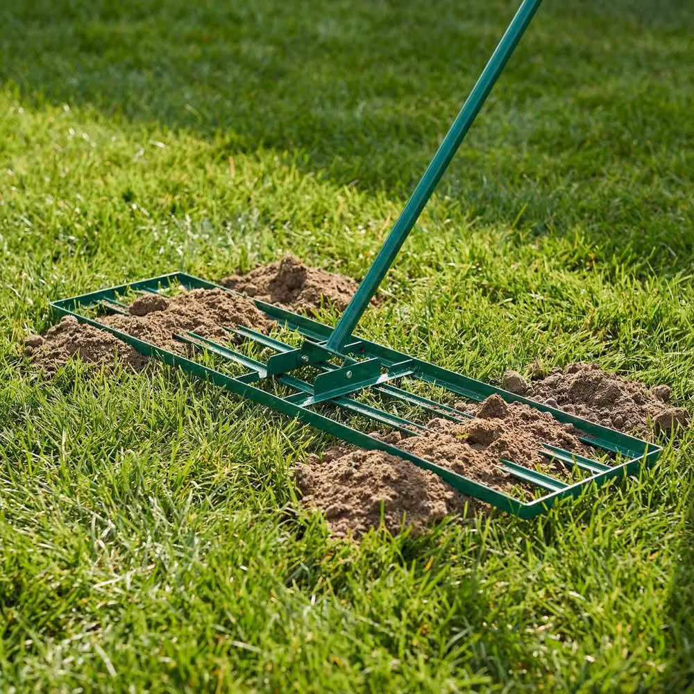 Gymax Metal Lawn Leveling Rake with Adjustable Long Handle in Green – 4