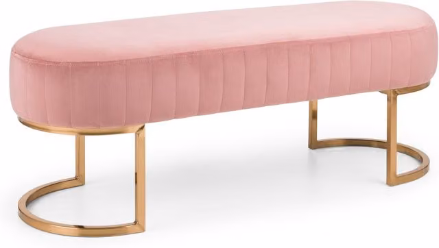 Julian Bowen Harrogate Pink Velvet and Gold Fabric Bench