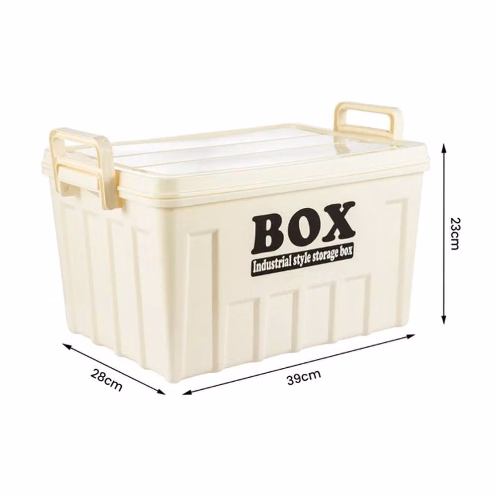 NESTLUNE White Industrial Style Plastic Storage Box with Lid – 2