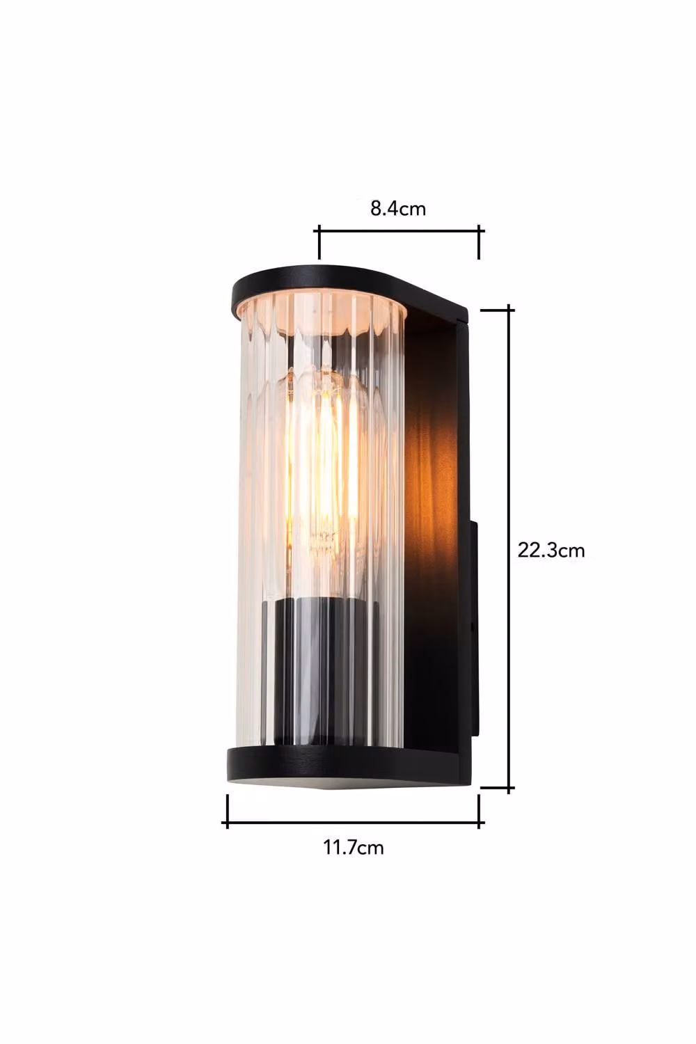 BHS Lighting Mason Black Modern Outdoor Wall Light with Transparent Glass – 4