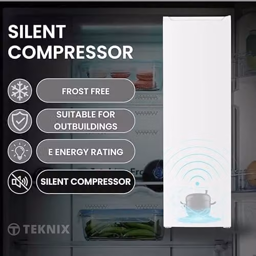 Teknix TFF1715W White Freestanding Upright Tall Freezer with 204L Capacity, Frost Free and Reversible Door, H171.0 x W55.0 x D60.0 cm – 4