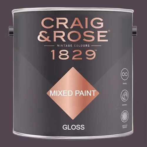 Craig & Rose 1829 Gloss Paint Stop in Damson Purple, 2.5 l