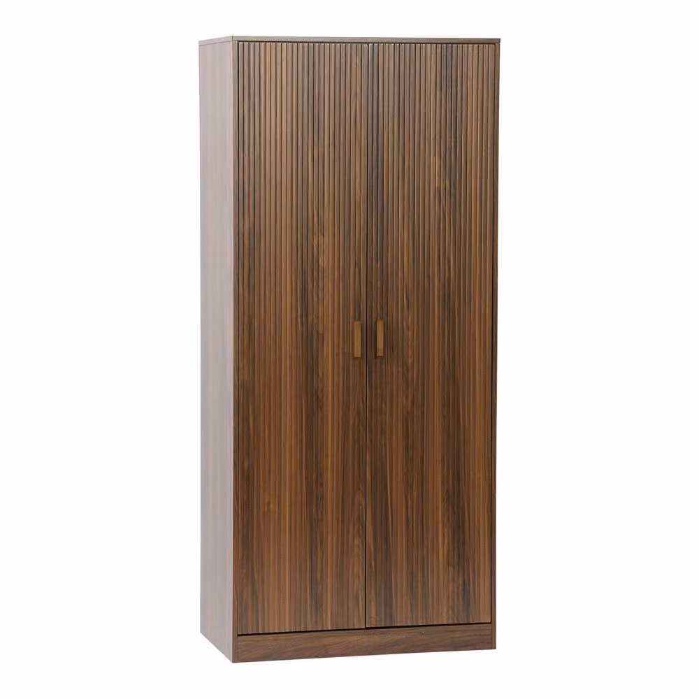sweeek Modern Wardrobe in Brown with 2 Hinged Doors, Hanging Rail and Internal Shelves, H 180 x W 80 x D 48 cm – 2