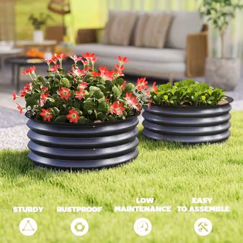 Outsunny Set of 2 Galvanised Steel Raised Garden Beds, Grey, W/D/H: 60 x 60 x 30 cm – 5