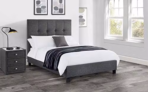 Julian Bowen Sorrento 3 Drawer Upholstered Bedside Table in Grey with Mirror Top – 2