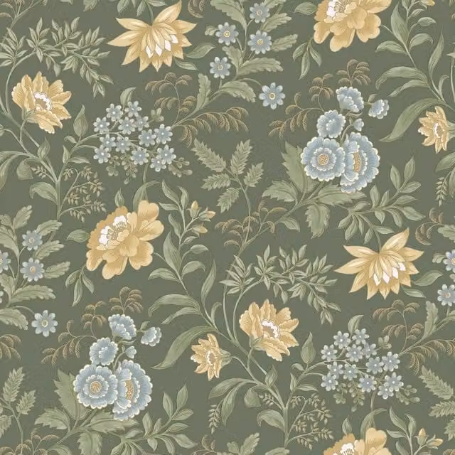 Rasch Echoes Of Eden Garden Muse Botanical Floral Wallpaper in Green