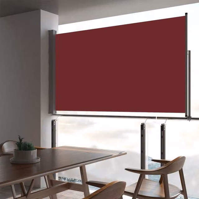 Berkfield Home Red Retractable Side Awning with Manual Pull and Polyester Fabric, W/D/H: 300 x 140 cm
