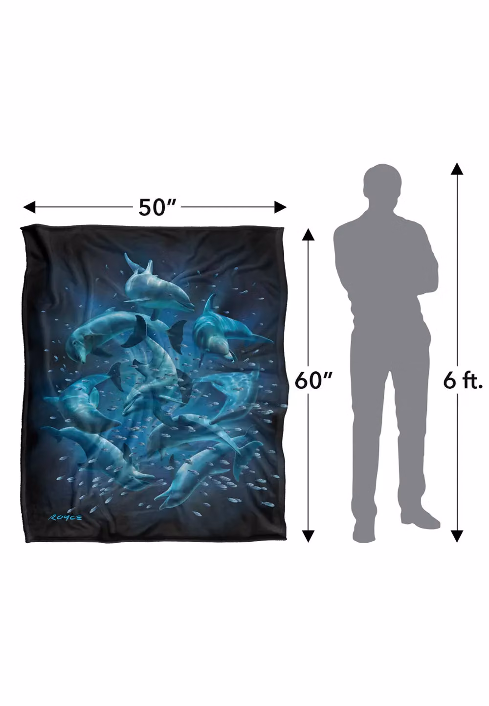 JQ Licensing Royce Mcclure Dolphin Twister Super Soft Fleece Throw Blanket, White, W/D: 152 x 127 cm – 7