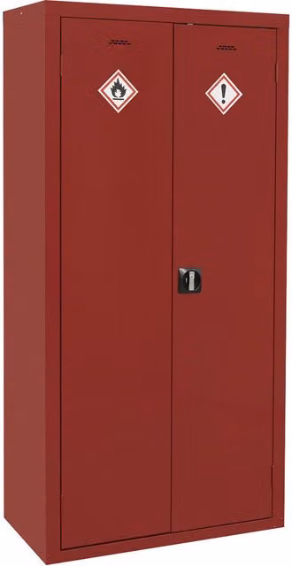 Loops Red Metal Agrochemical Substance Cabinet with 2 Hinged Doors and Internal Shelves, W/D/H: 90.0 x 46.0 x 180.0 cm – 1