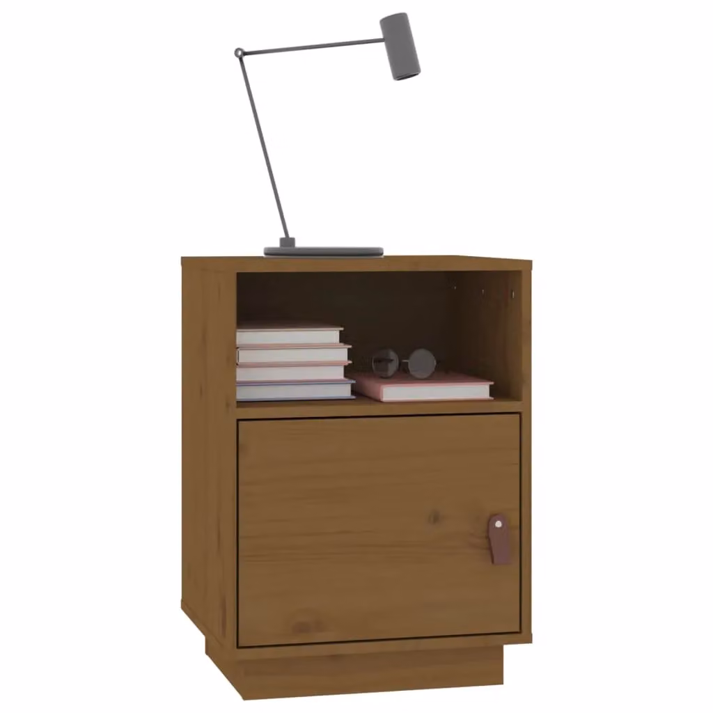Berkfield Home Set of 2 Honey Brown Solid Wood Pine Bedside Cabinets W: 40 cm, D: 34 cm, H: 55 cm – 3