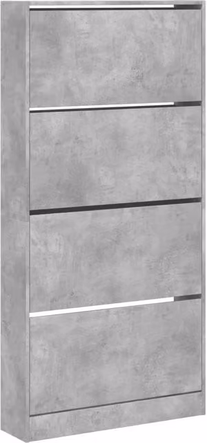 Berkfield Home Modern Shoe Cabinet in Concrete Grey with 4 Tilting Compartments, W: 80 cm, D: 21 cm, H: 163.5 cm – 1