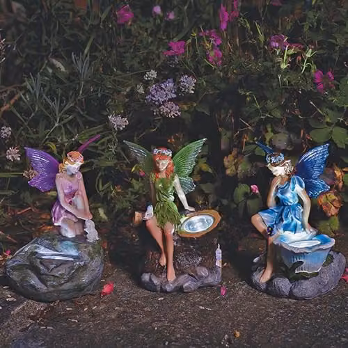 mysmartbuy 3 x Solar Powered Fairy Design Outdoor Garden Ornament Lights in Multicolour