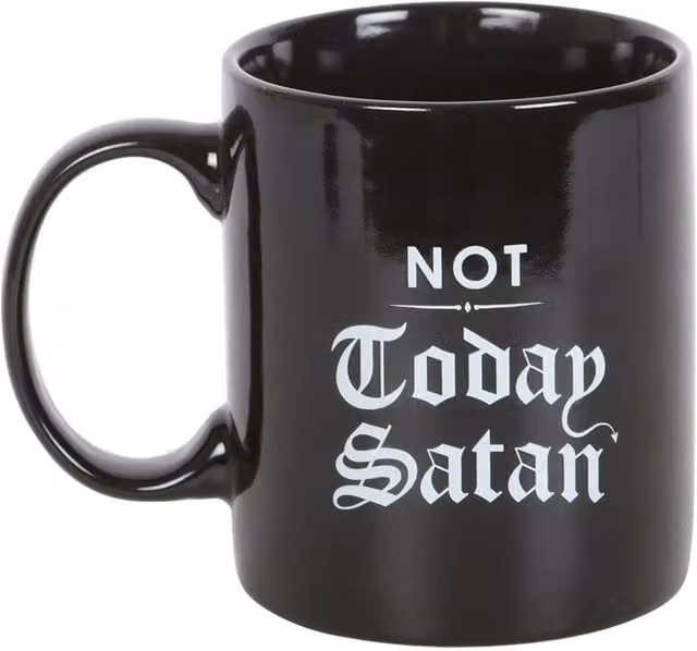 Uniqueful Not Today Satan Ceramic Mug in Black, 300ml