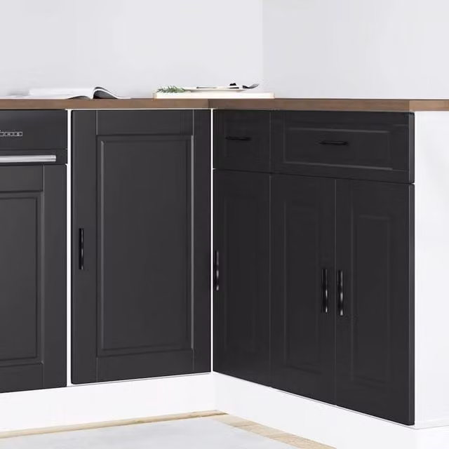 Berkfield Home Porto Black Modern Kitchen Base Cabinet in Matt MDF