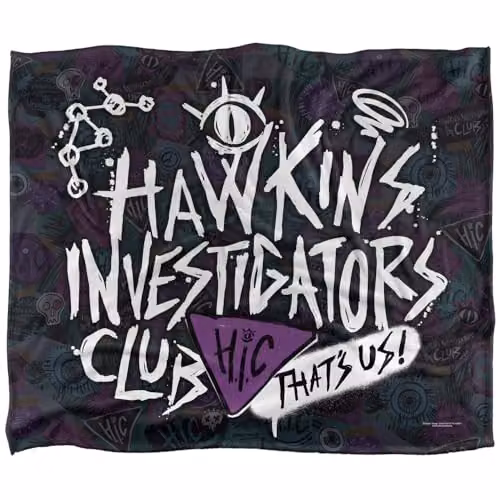 Netflix Stranger Things Tales From 85 Hic Scribble Multicolour Super Soft Microfibre Fleece Blanket, W: 152.4 cm x D: 152.4 cm – 1