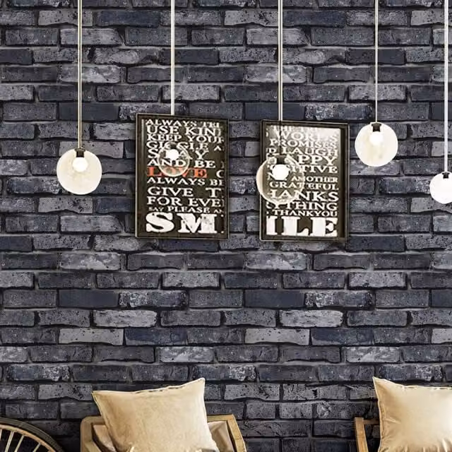 NOVECRAFTO 3D Brick Effect Wallpaper in Grey and Blue, Stone Look Geometric Industrial Design, 2 Rolls (10.07 m)
