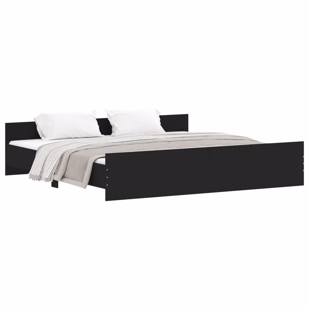 Berkfield Home Black Bed Frame with Headboard and Footboard W/D/H: 200 x 200 cm – 2
