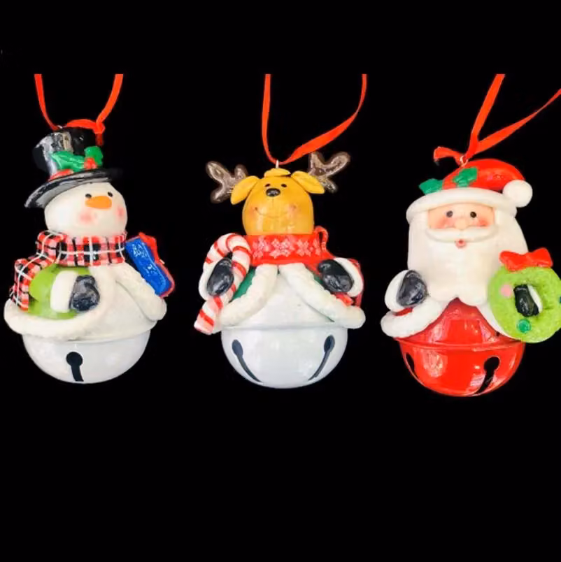 Shatchi 3-Piece Set of Red and Multicolour Ceramic Christmas Tree Hanging Decorations Featuring Santa, Snowman and Teddy Figures – 6